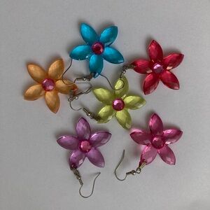 set of 5 flower earrings